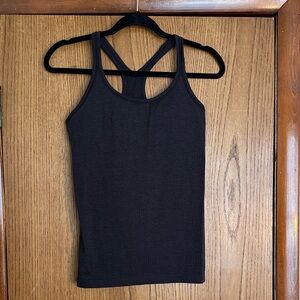 Black lululemon Ebb to street Ribbed tank top with removable pads